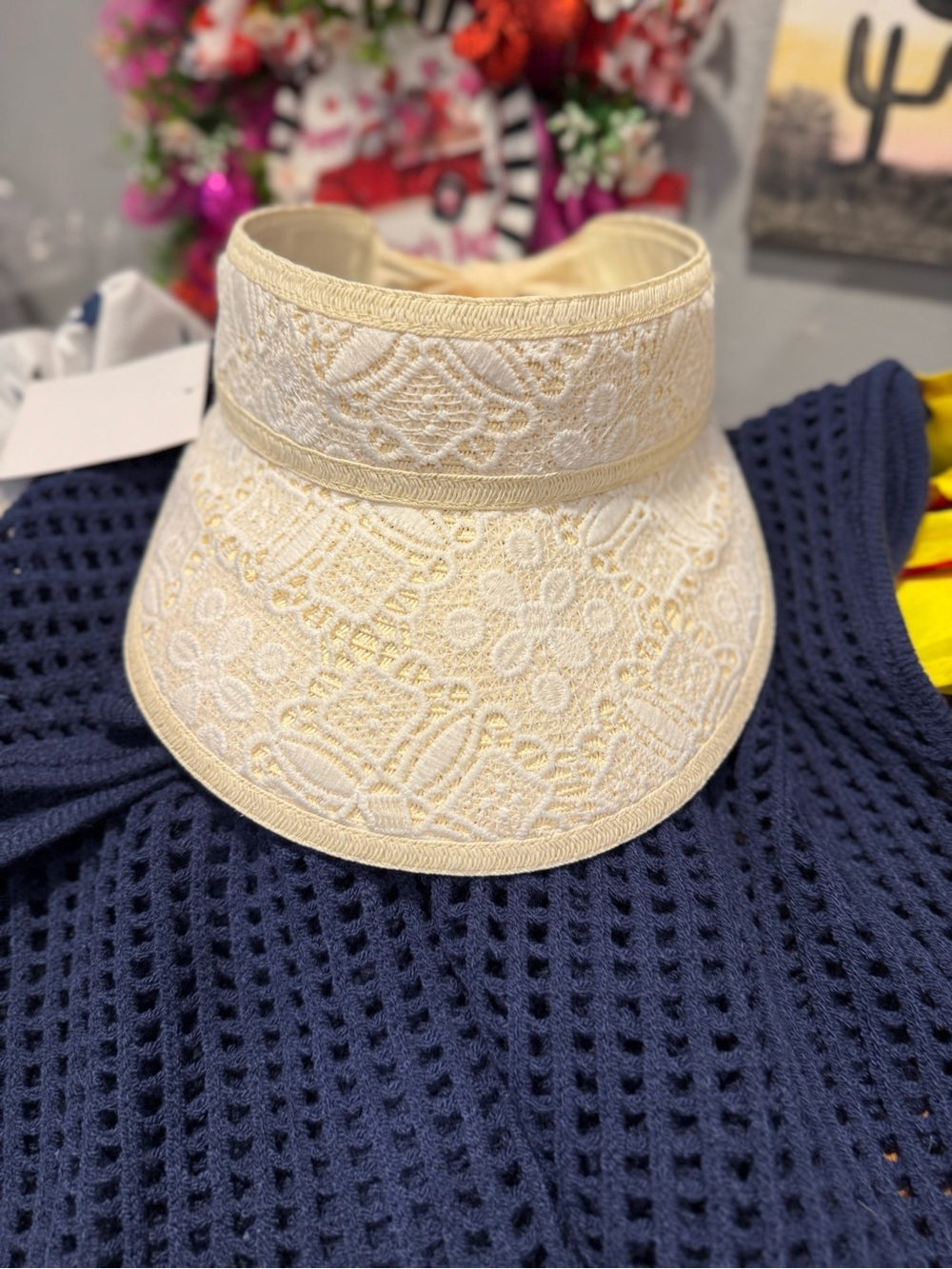 San Diego Hat Company Cream Embroidered Visor